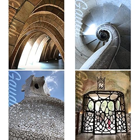 Gabby's Choice Architect Gaudi Wall Art decor prints - Set of Four Color Photos (8x10) Unframed - Great Gift for Home Decor Cover