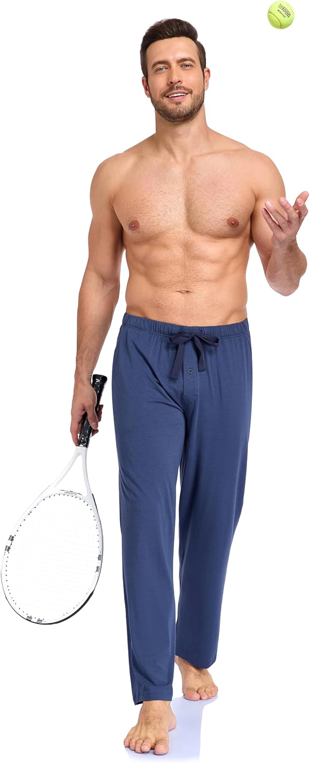 COLORFULLEAF Mens Cotton Pajama Pants Soft Sleep Lounge Bottoms 2 Pack Pj Pant Sleepwear with Pockets - Image 3