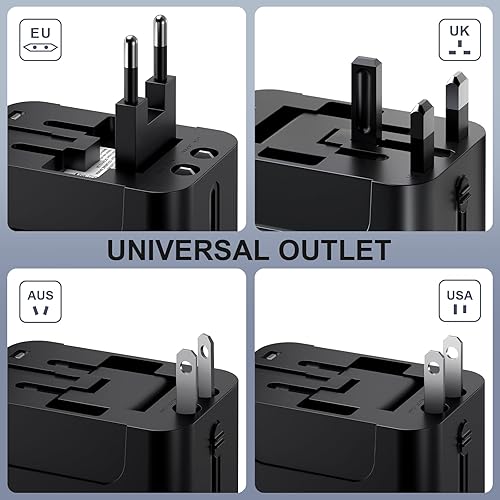Miniatura 5 de Adaptador de viaje universal en todo el mundo, adaptador de enchufe de viaje internacional con 2 puertos USB y enchufe de CA, adaptador de corriente