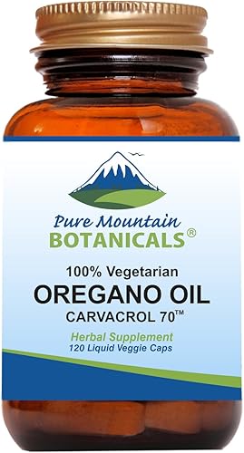 Pure Mountain Botanicals Cápsulas de aceite de orégano silvestre – 120 cápsulas veganas – ahora con 510 mg de aceite mediterráneo de suplemento de