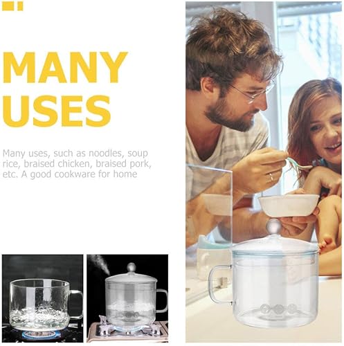 Miniatura 4 de DOITOOL Ollas de vidrio transparente para cocinar en la estufa, cacerola de vidrio transparente con tapa y asa para fideos de pasta, sopa, leche