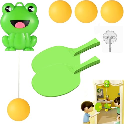 Entrenador de tenis de mesa colgante, juego de paletas de ping pong portátil para niños con raqueta y pelotas, ejercitador de juego de pong para