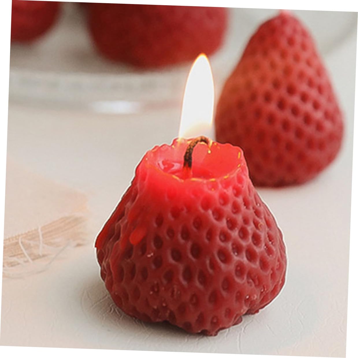 Set 9 Candele Profumate a Forma di Fragola Rosse Lumini Sagomati Artigianali per Decorazioni Casa Feste Matrimoni e Aromaterapia