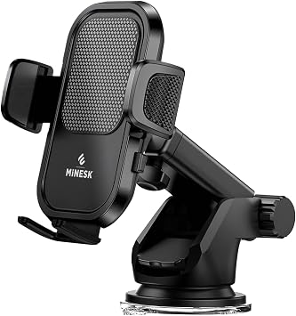 Minesk Otomatik Klipsli Araba Telefon Tutucu Cam Ve Torpido için Yüksek Kalite Yapışkan, Ayarlanabilir Yükseklik ve Yakınlık Ergonomik Tasarım