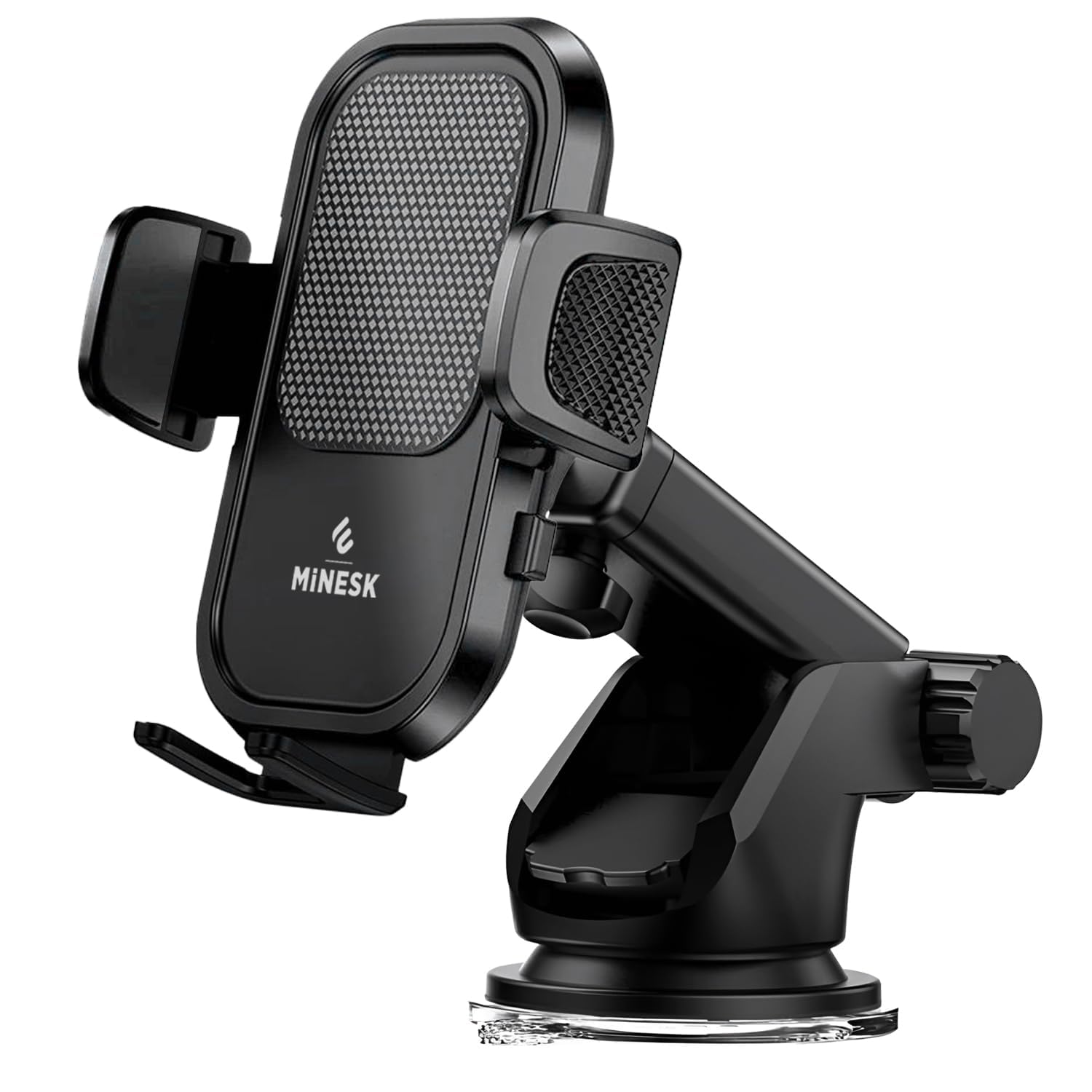 Minesk Otomatik Klipsli Araba Telefon Tutucu Cam Ve Torpido için Yüksek Kalite Yapışkan, Ayarlanabilir Yükseklik ve Yakınlık Ergonomik Tasarım