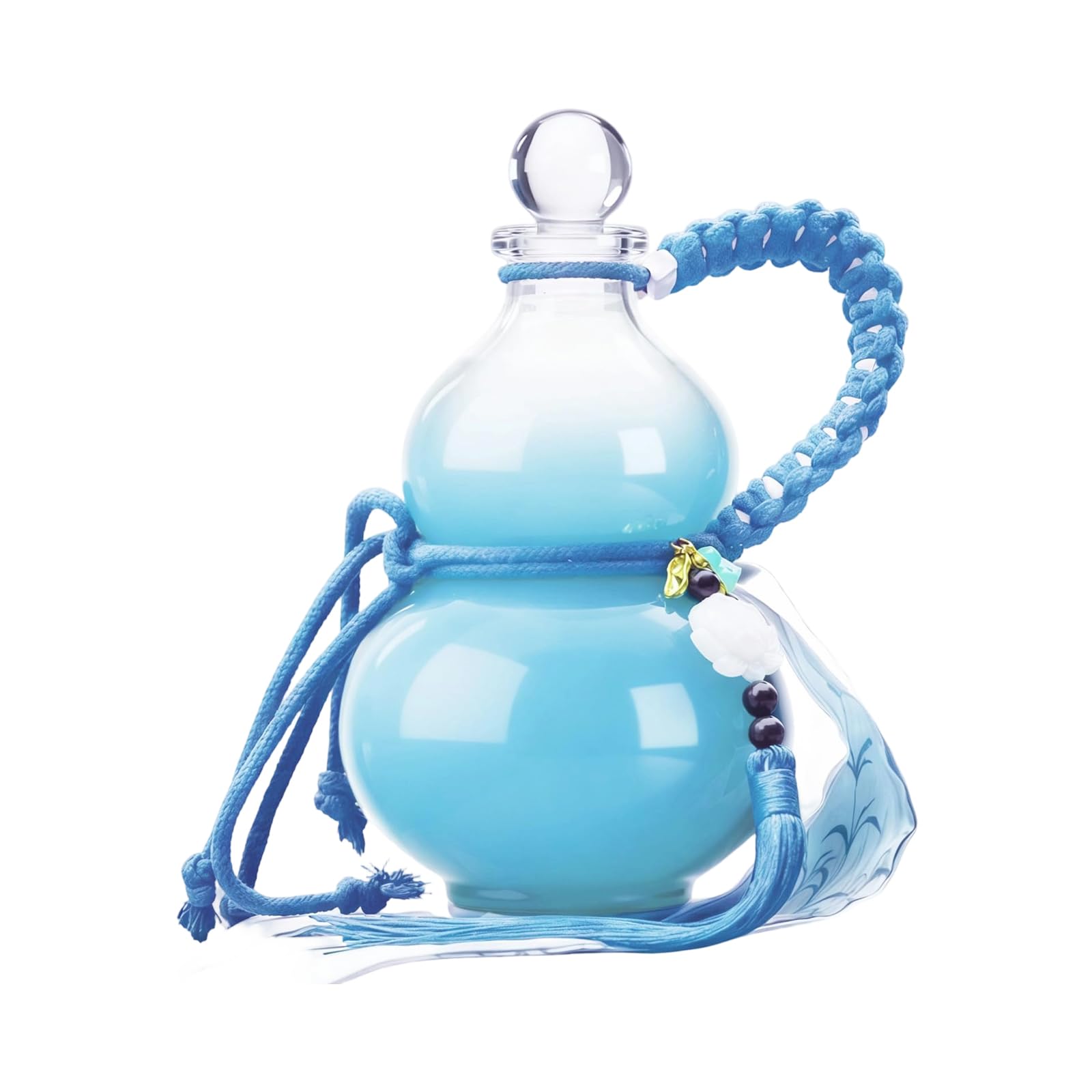 Elnwnnkc Artistic Gradients Color Glass Gourd Shape Water Bottle with Weaving Handle 500Ml Liquor Flasks for Juices Tea Decors Glass Pitcher