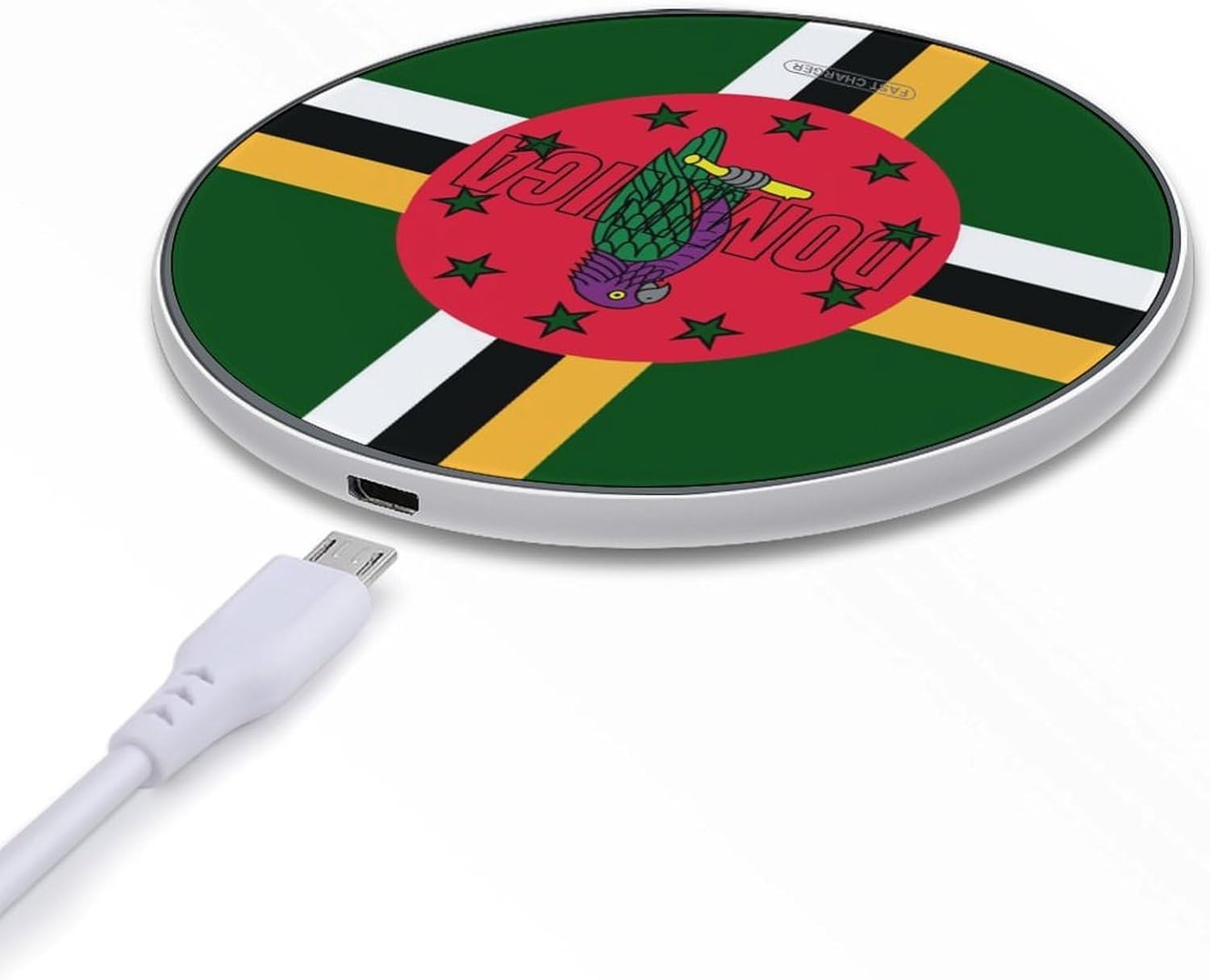 Dominica Flag Novelty Wireless Charger Funny 10W Fast Charging Pad Mat for Cell Phone image 5