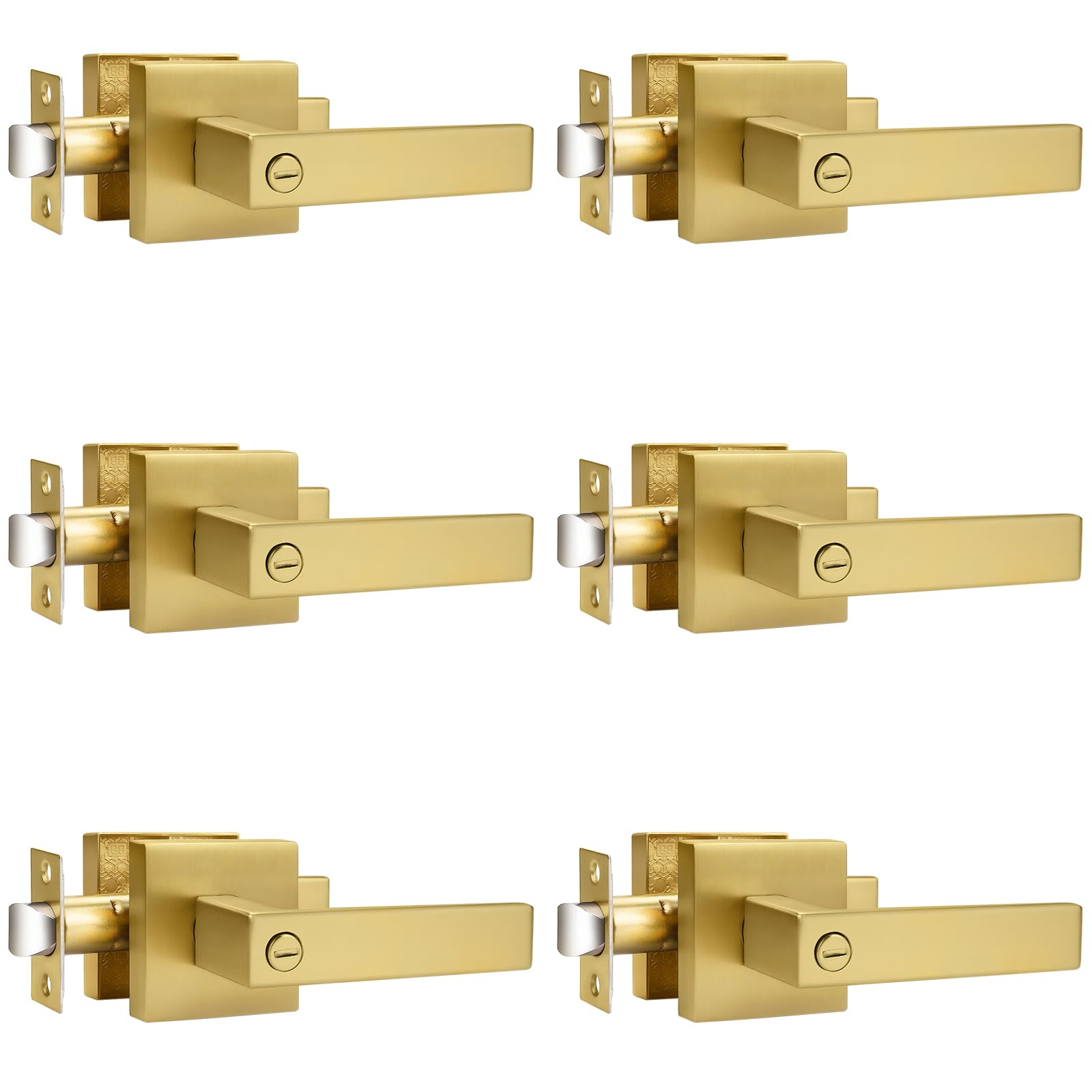 Probrico Brushed Nickel Door Handles with Lock - 3 Pack -22