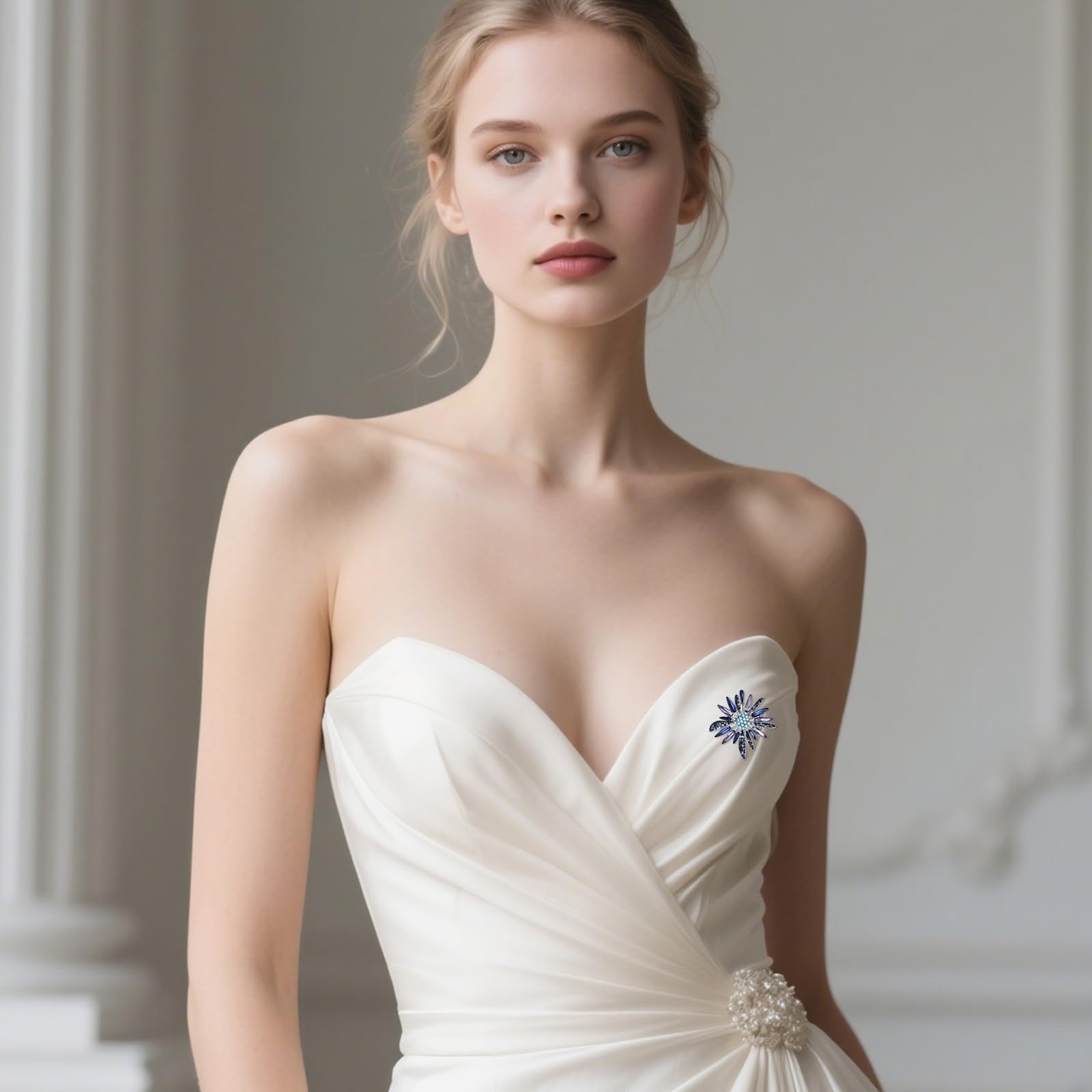 Broche de diamantes de imitación para mujer, elegante, de cristal, para ramo de flores, alfiler de solapa, accesorio para vestido de fiesta de boda, regalo de cumpleaños para mujer y mamá