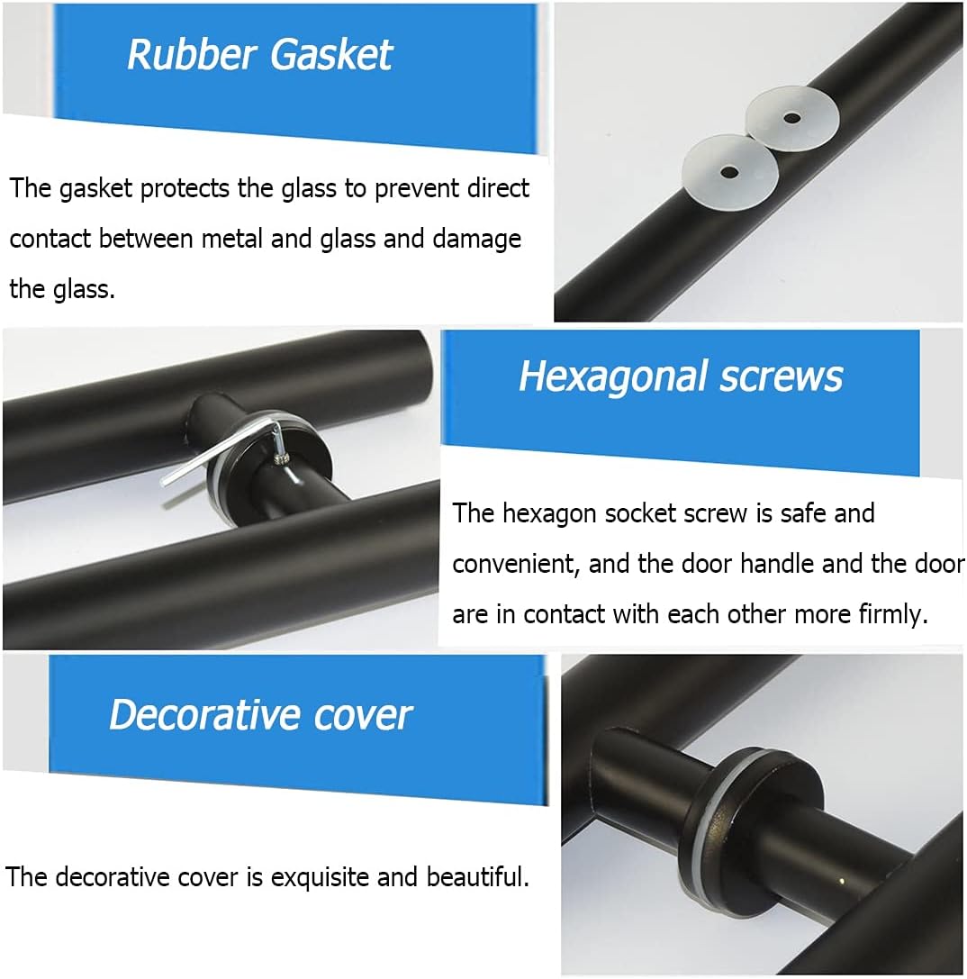 Hotel Sliding Barn Door Handle with Rubber Gasket, 20 23 31 39" Long Gate Pull Handle for Shower Entarnce Glass Wood Doors (Size : 100cm Length|70cm CtoC)