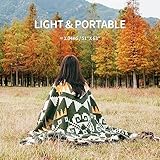 ACUSHLA Merino Wool Blanket Soft Warm Thick Bed Couch Camping Outdoor Sleeping Blanket Throw All Weather Aztec Style Green 63 x 51 Inch - Image 6