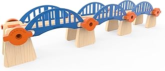Wooden Train Track Accessories Build & Play Construction Set 90 PCS Ultimate Elevated Railway STEM Toys Track Expansion Pack Ascending Tracks Risers Bridges Tunnel Stop Go Gate Compatible Thomas Brio