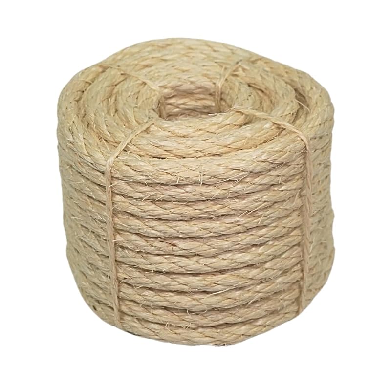 Corda de Sisal Natural Brasileira para Arranhador de Gatos Sisalana, 9,5 mm, 15,24 m