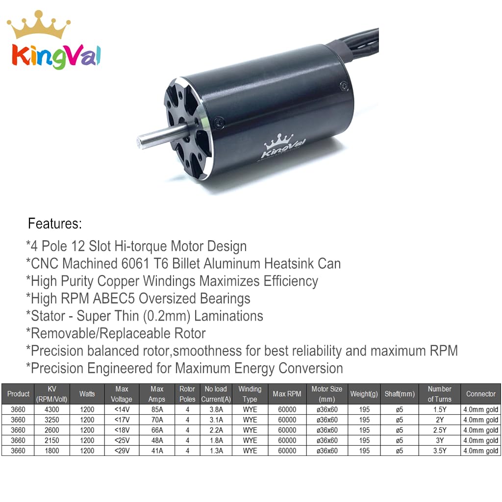 KingVal Replacement 3660 3250KV Brushless Motor Shaft 5mm with Water Cooling Jacket Unit Compatible with RC Boat - Image 2