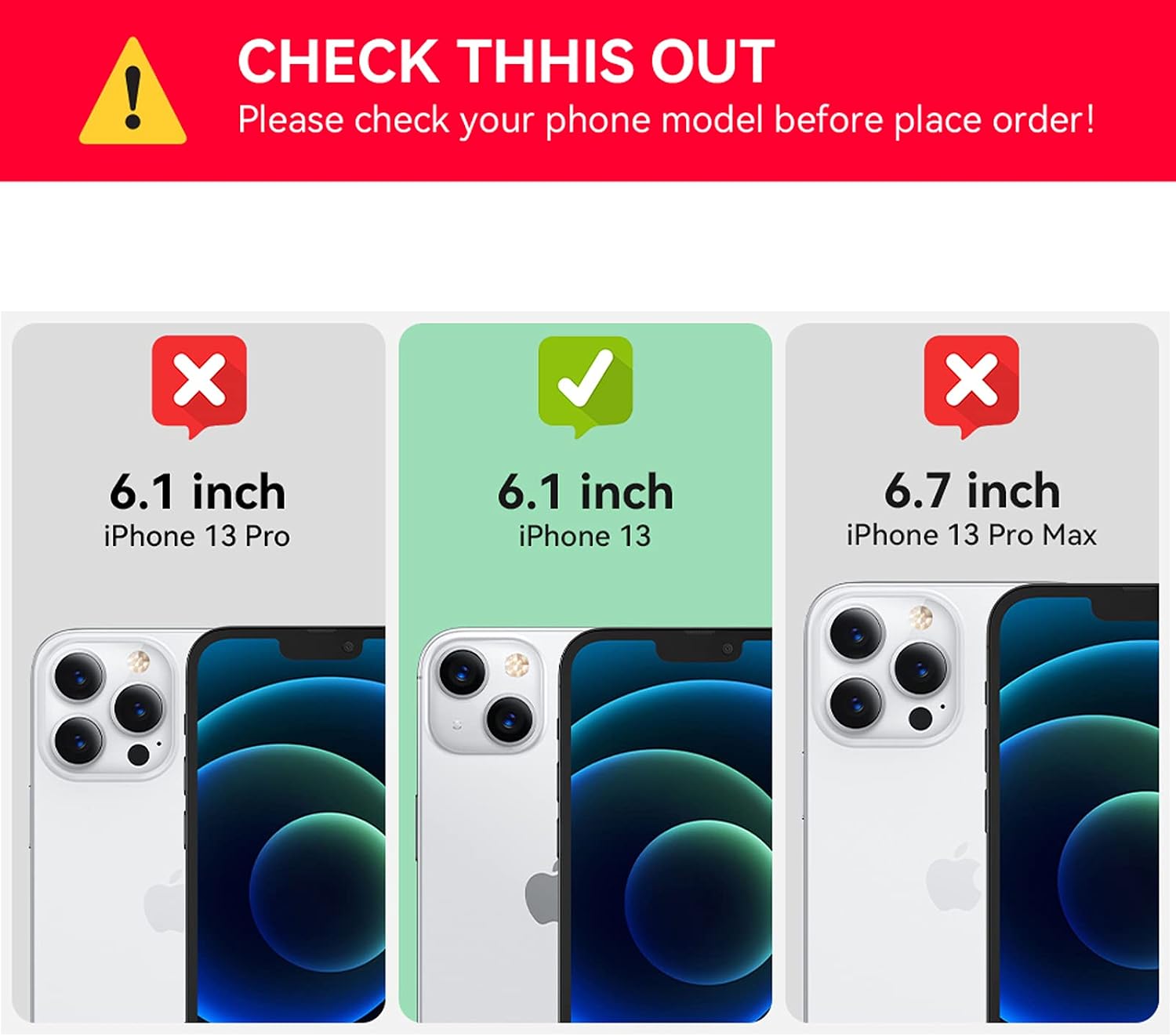 Ogakey 3 Pack Screen Protector Compatible for iPhone 13 [6.1 inch] + 2 Pack Camera Lens Protector, Case Friendly Tempered Glass,Clear