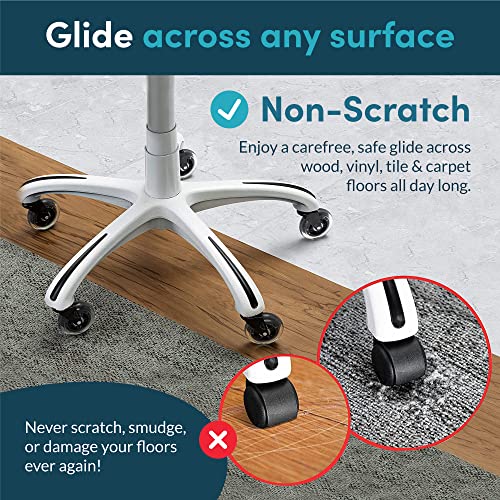 Lifelong Original Office Chair Wheels (As Seen On CNN) Replacement Rubber Chair Casters for Hardwood Floors and Carpet, Set of 5, Heavy Duty Casters for Chairs to Replace Office Chair Mats - Fits 98% by Lifelong - Image 2
