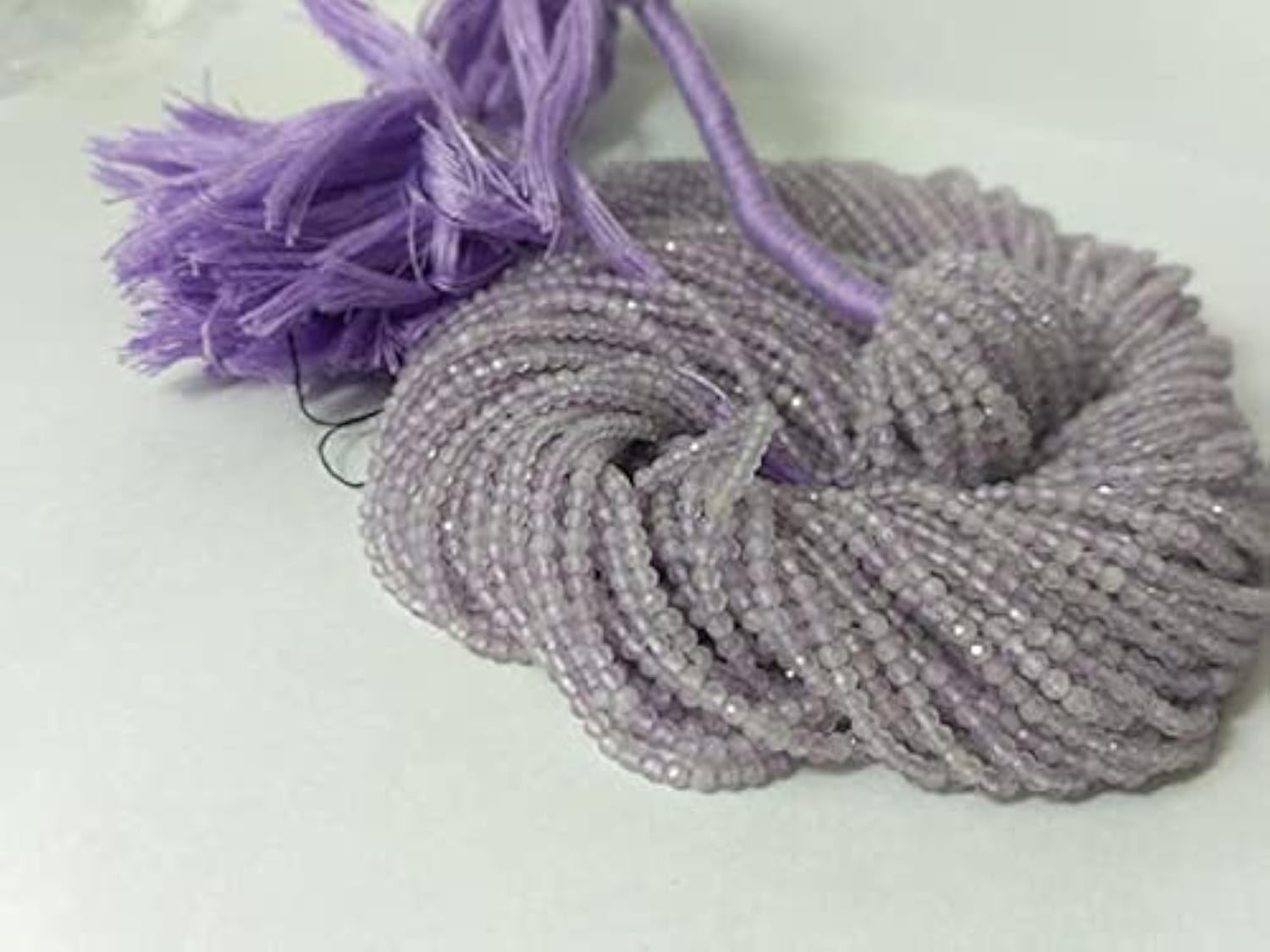Perles rondelles facettées en quartz lavande naturel 2mm pour création de bijoux