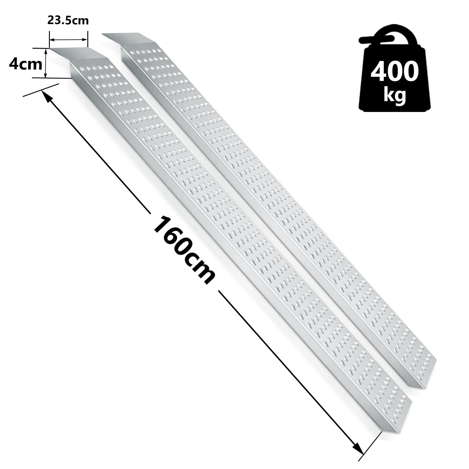4X Auffahrrampe 400kg Tragkraft, rutschfest, 160 x 23.5cm