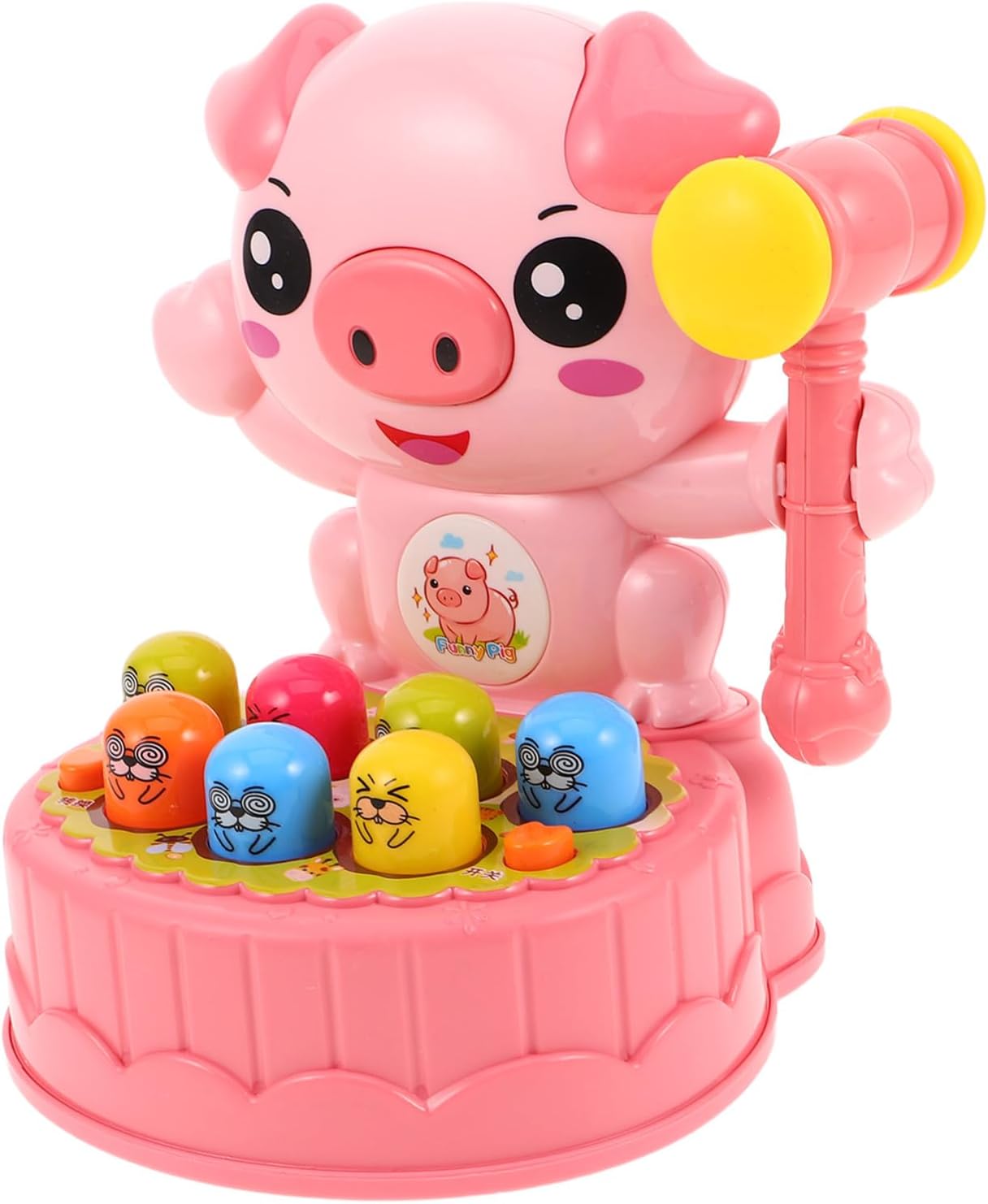 ORFOFE Interactive Whack Game for Colorful Mole Figures Educational Hammering Pounding for Develops Motor Skills and Cognitive Abilities Creative Cartoon Design for Skill Development