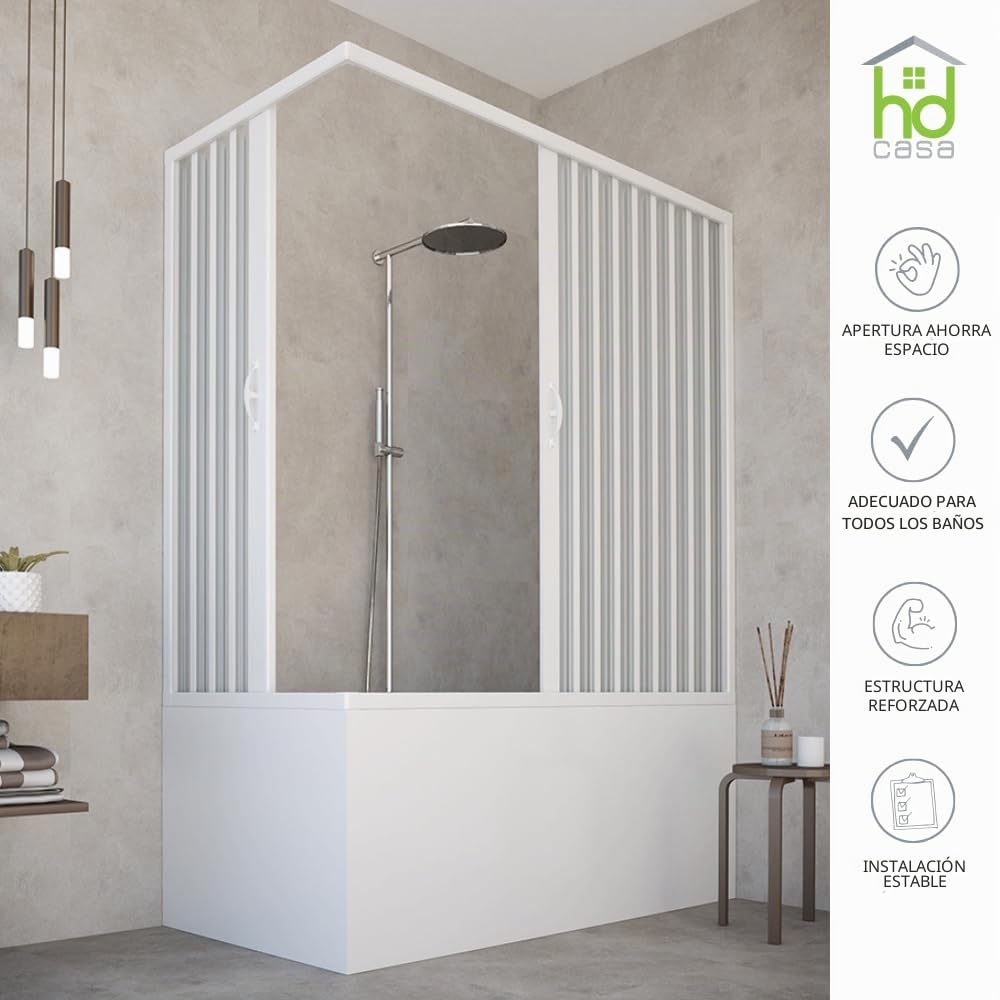 HD Casa Box - Mampara de fuelle modelo Anja, apertura angular reversible, paneles de PVC reducibles, cabina de ducha ahorra espacio, fabricada en Italia, decoración de baño, 70 x 140 cm