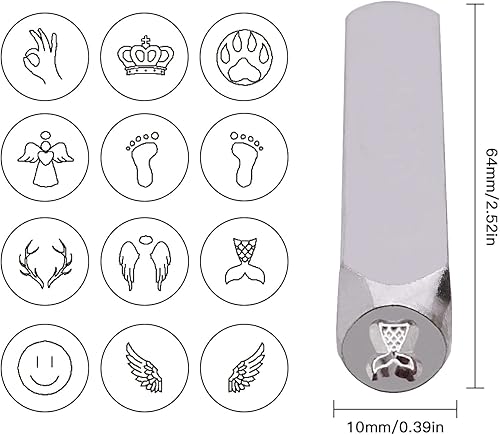 Miniatura 2 de Tlimus Kit de estampado de metal con temática de ángel, 12 unidades, 0.236 in (14 pulgadas), kit de sellos de metal para manualidades, accesorios de