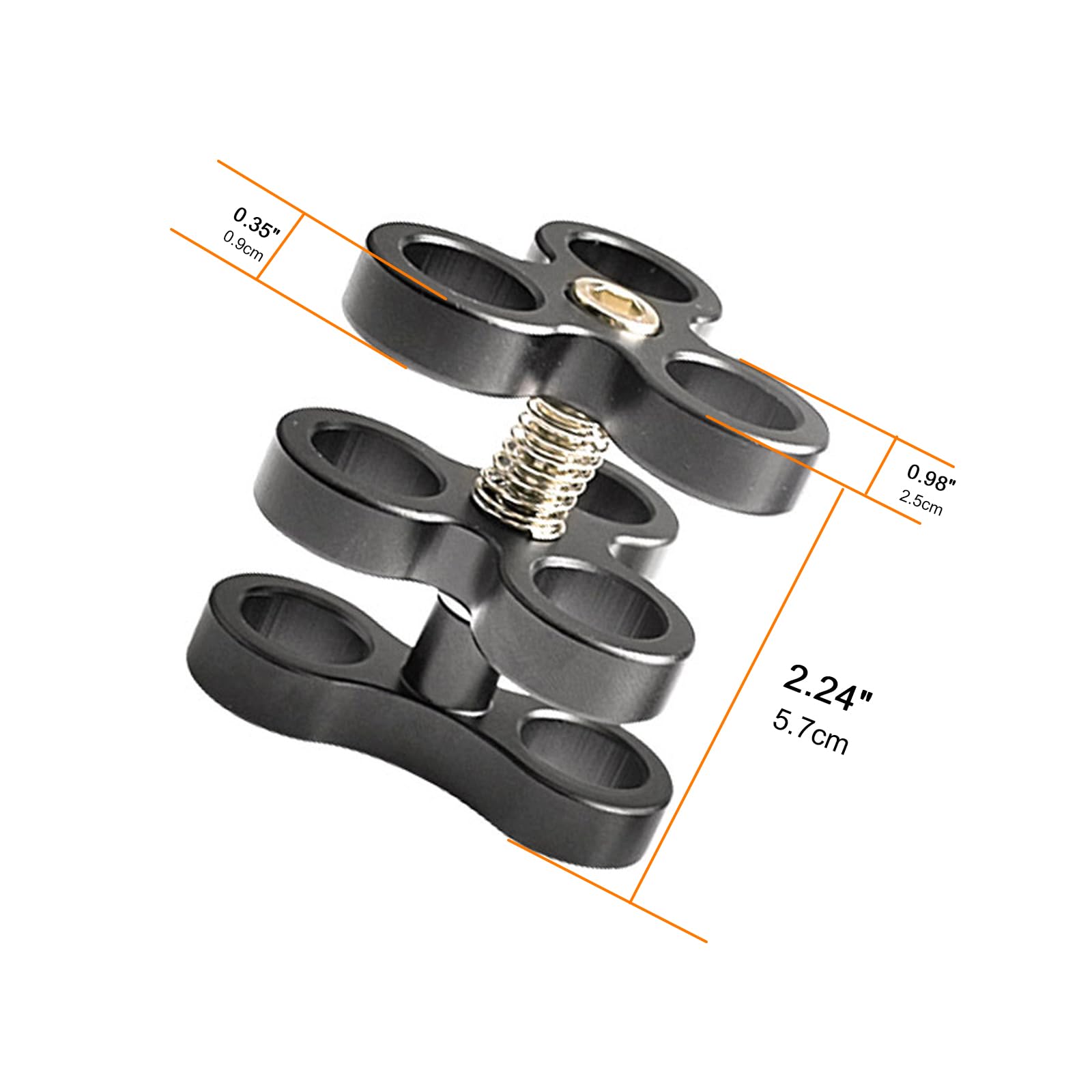 OrcaTorch ZJ14 Pince à Rotule en Aluminium pour Bras de Lampe de Plongée et Plateau Caméra sous-Marine, Support Adaptateur à Clip 360° pour Caméra d'action et Accessoires de Plongée