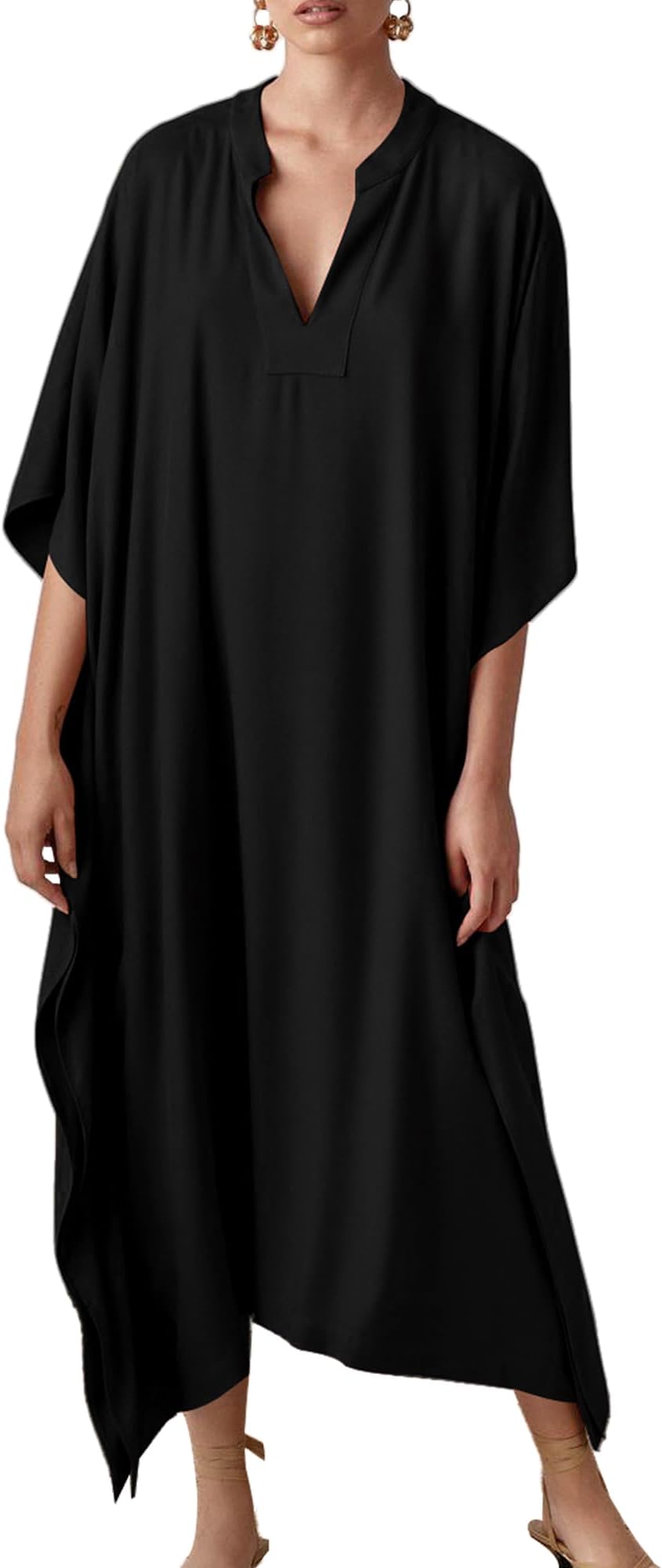 Turkish Cold Shoulder Kaftan Dresses Swimsuit Cover Up Maxi Dress