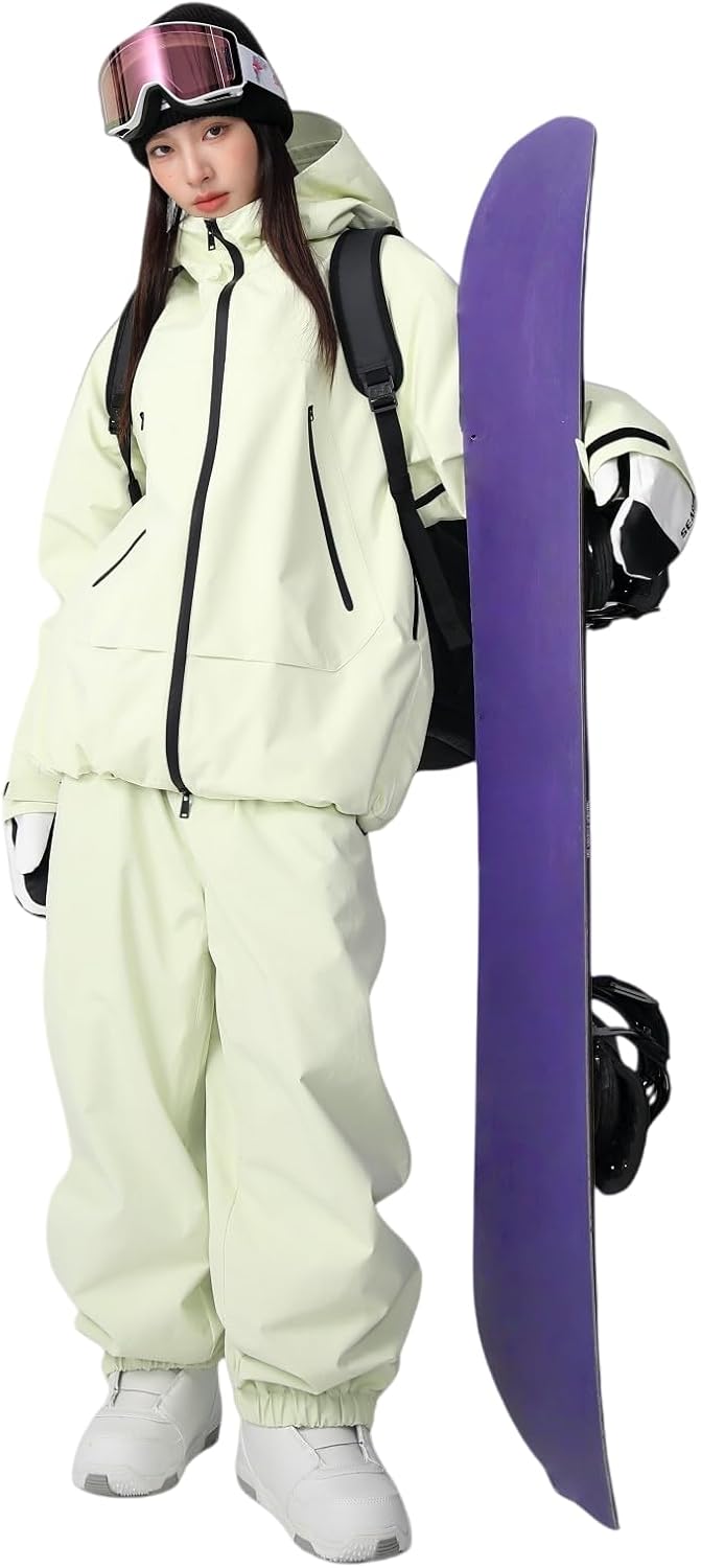 Mens Ski Jacket and Pant Set Womens Snow Jacket Baggy Ski Suit Waterproof Insulated Snowboard Winter Outdoor