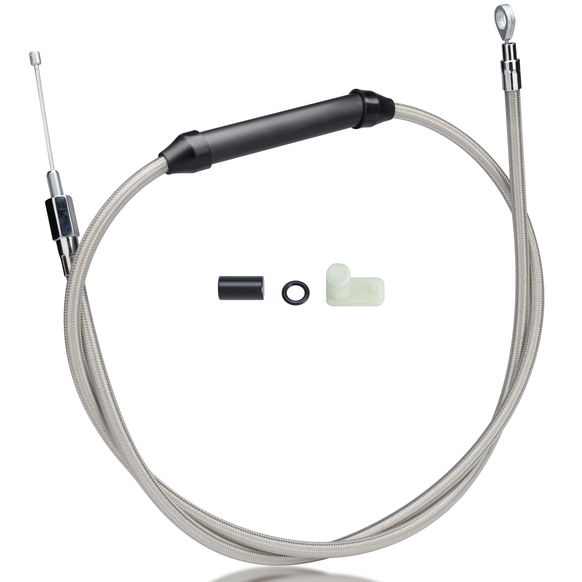 Photo 1 of MoKitDora 70-11/16" Clutch Cable Stainless Steel Braided for 1987-2006 Harley Touring Dyna Softail Twin Cam Evolution 5 Speed Transmission with Mechanical Clutch, Chrome