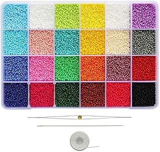 BALABEAD Size Almost Uniform Seed Beads About 21600pcs in Box Pearl Opaque Color Seed Beads 24 Multicolor Assortment 12/0 Glass Craft Beads for Making Earring (900pcs/Color, 24Colors)