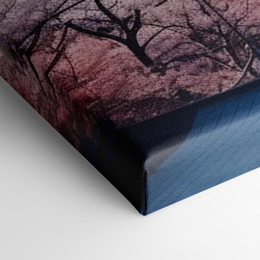 Canvas for Living room. Springtime Serenity at Mount Fuji with Cherry Blossoms Abloom and Pagoda�s Oriental Charm, 27 x 18 inch Canvas Wall Art - Contemporary Masterpieces - Spiritual Home Decor
