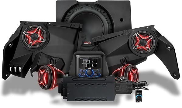 SSV Works Can-Am Maverick X3 / X3 Maxx, Phase-4 V-Spec Audio System with MR3 Radio, 6.5" Dash and Rear Cage Speakers, 10" Subwoofer and Amplifiers totalling 1650watts - 240-X32-PHZ4V
