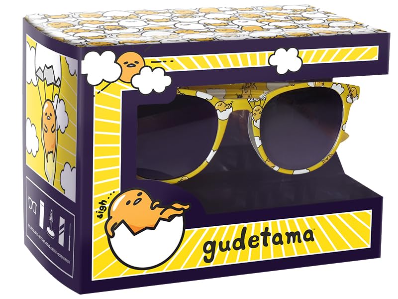 Gudetama Sunglasses Sanrio Officially Licensed – w/Pouch, Display, Mirror & Collectible Premium Packaging UV4002