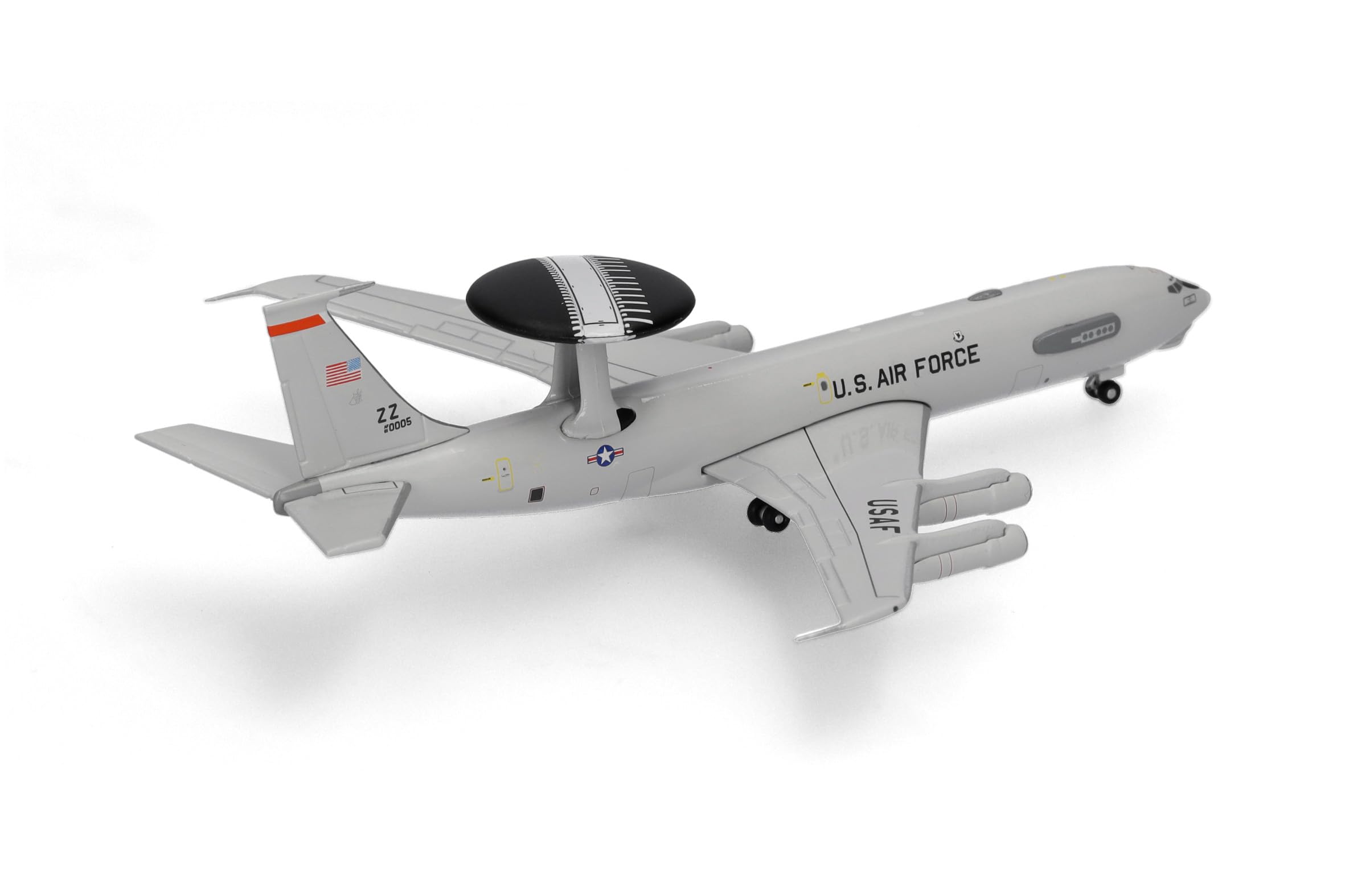 Herpa Modellflugzeug U.S. Air Force Boeing E-3 Sentry - 961st Airborne Air Control Squadron, Kadena Air Base, Miniatur im Maßstab 1:500, Military, Sammlerstück, Flugzeug Modell ohne Standfuß, Metall
