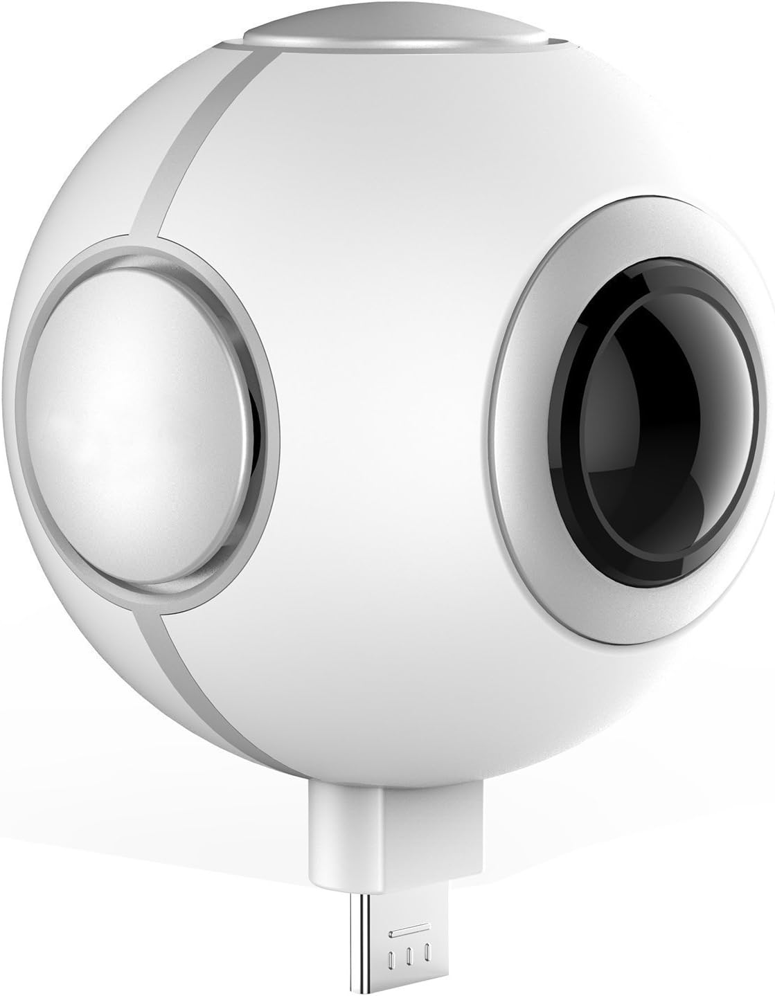 White Panoramic Camera 720 Degree HD Mini 3D VR Camera with 210 Degree Dual Wide Angle Fisheye Lens Video Photo Dual Spherical Lens 360 Degree Action Camera for Android Phones,Air and Type-C