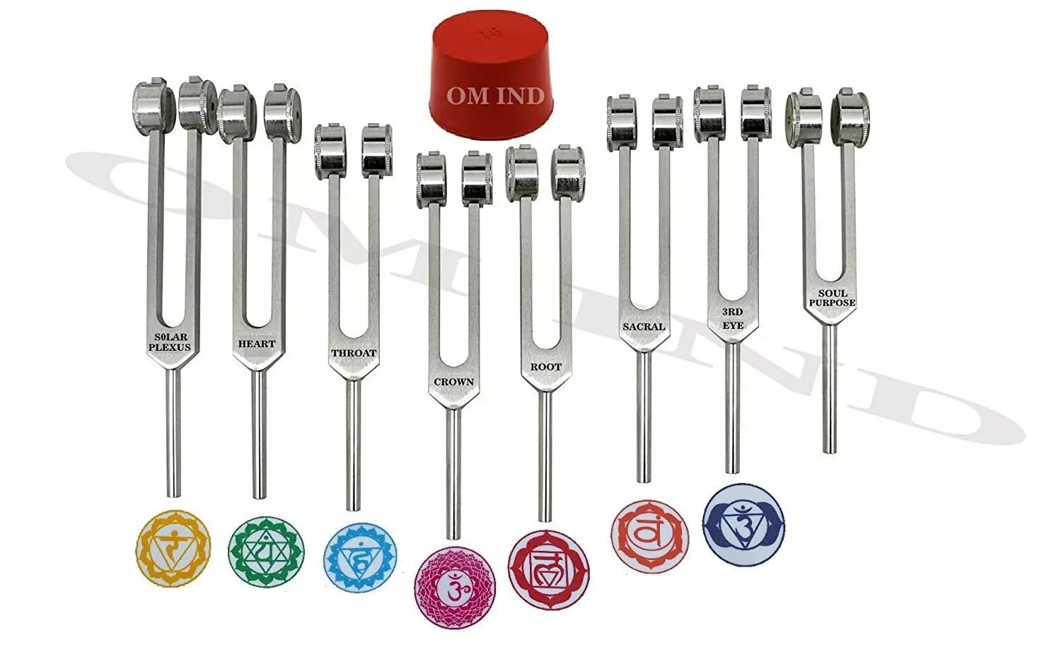 7 Chakra Weighted Tuning Fork For Sound Healing With Mallet & Velvet Carry Bag-image-6