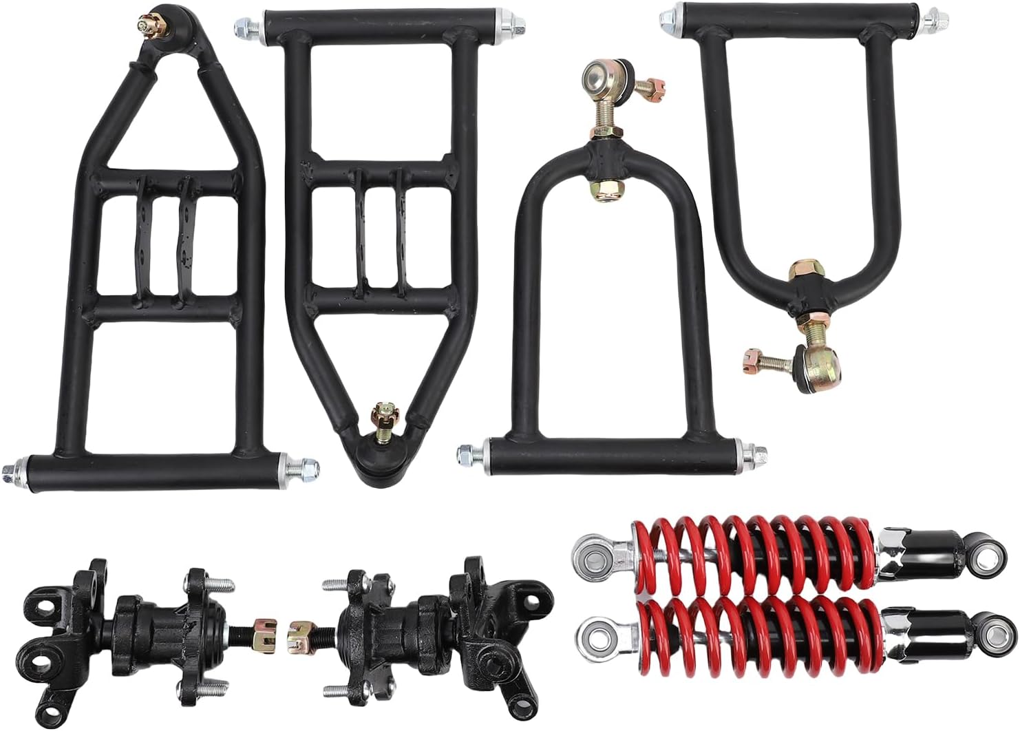 Front Suspension Swing Arm Kit, High Strength Metal Construction and Electronic Coating, Upper Lower Steering Knuckle Spindle Kit, for Electric ATV Quad Bike DIY Accessories