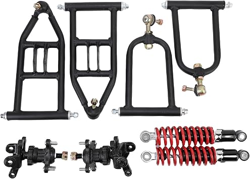 High Strength Upper Lower Suspension Shock Swing Arm Assembly, Front Suspension Arm Kit Assembly, for Go Kart Electric ATV Quad Bike