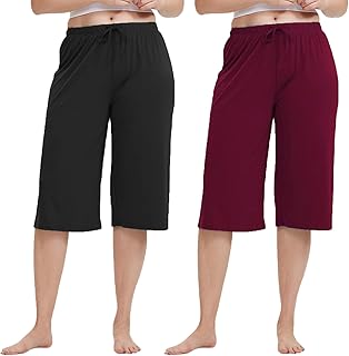 Women's Cotton Plain Calf Length Capri | Nightwear Set | 3/4th Solid Pyjama Pant | Casual wear &amp; Lounge Wear Capri Combo O...