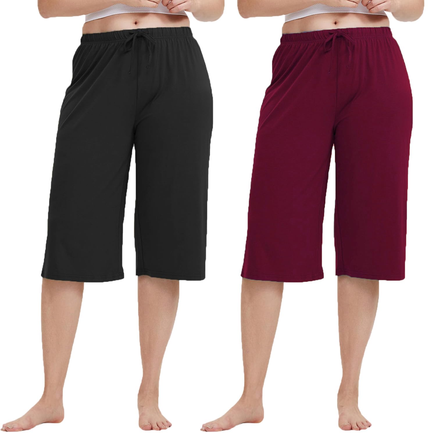 Women's Cotton Plain Calf Length Capri | Nightwear Set | 3/4th Solid Pyjama Pant | Casual wear & Lounge Wear Capri Combo Of 2 Pack-picture-24