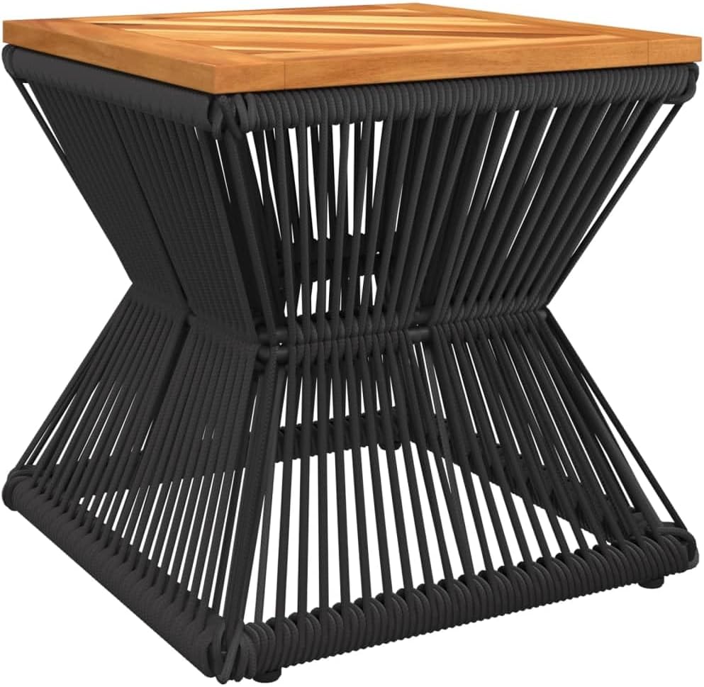 vidaXL Coffee Table - Black Acacia Wood/Steel Base - Contemporary Square Accent Table for Living Room/Patio - 15"x15"x15"