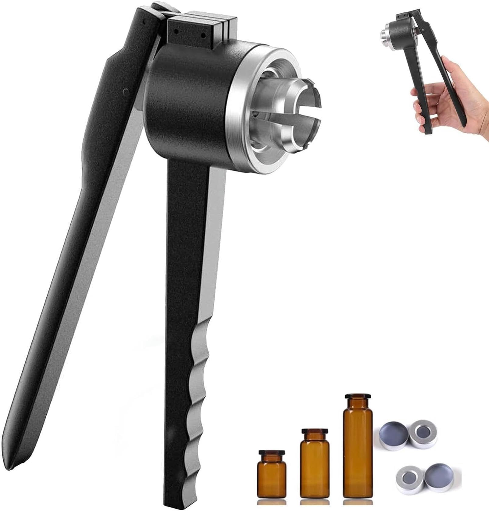 Vial Crimper Manuelle Handversiegelungsmaschine, Einstellbare Dichtheit, Edelstahl, Schnellverschließwerkzeug für 8-32 mm Ampullen