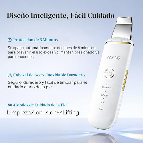 Miniatura 6 de GUGUG - Espátula para exfoliar la piel, espátula facial, limpiador de poros, herramientas removedoras de puntos negros con 4 modos para limpieza