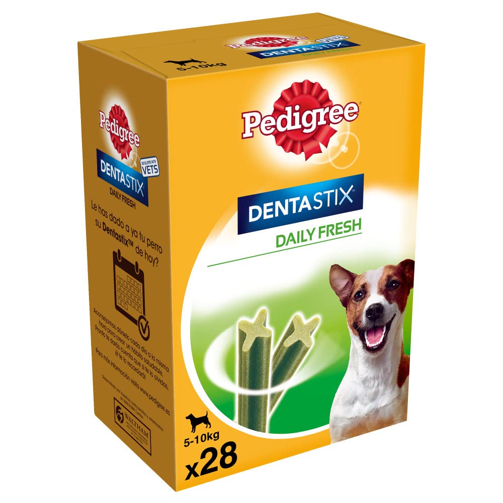 Pedigree Dentastix Fresh Snack Dental para la Higiene Oral y contra el Mal Aliento de Perros Pequeños (4 Paquetes de 28ud)