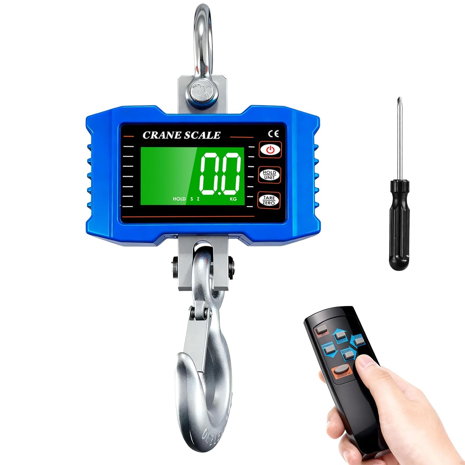 Digital Crane Scale 2200lb/1000Kg with Remote Control, Digital Hanging Scale with LCD Screen, Crane Scale Industrial Heavy Duty with Unit Change, High Precision Crane Scale for Market, Farm, Factory