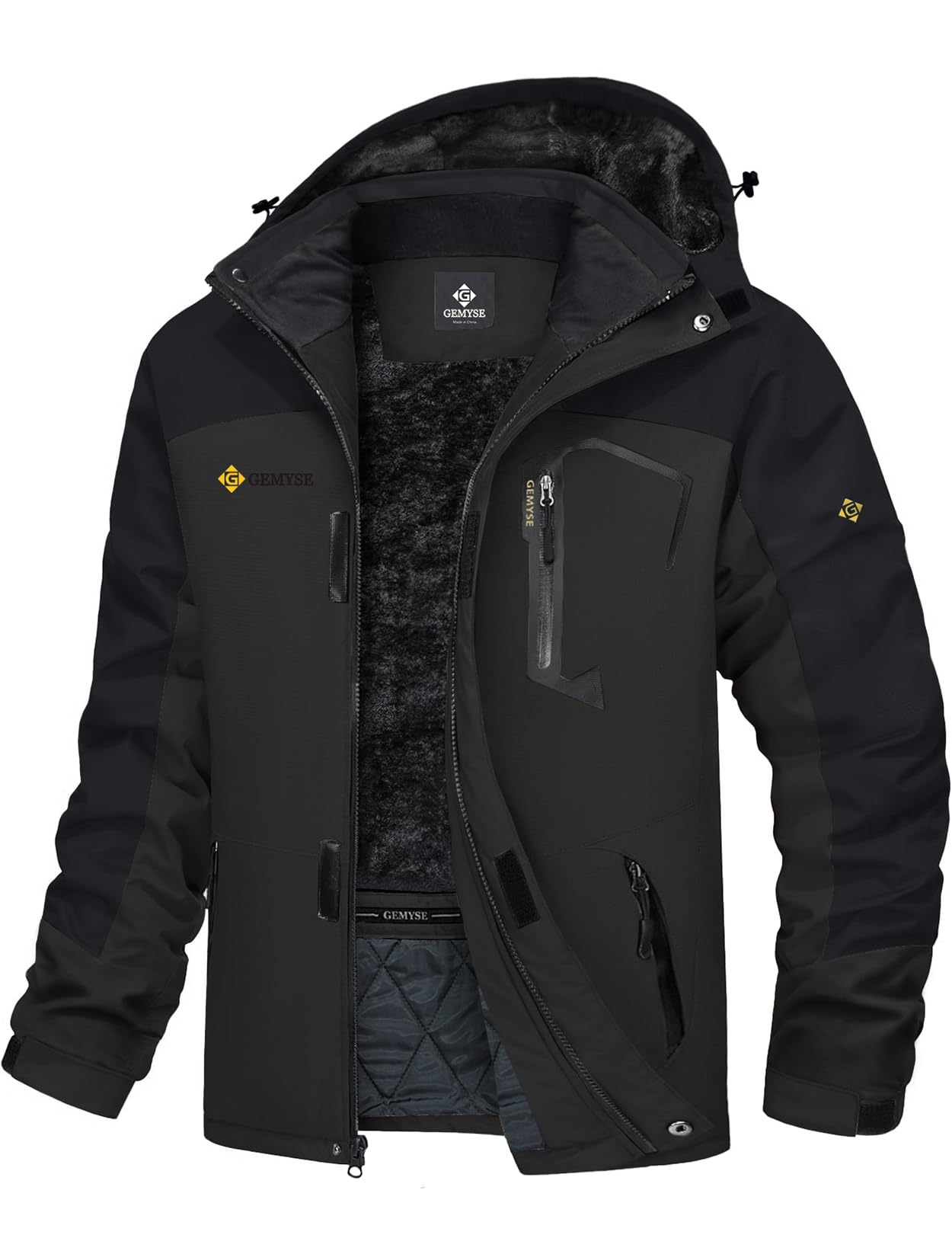 GEMYSE Chaqueta de Esquí Impermeable de Montaña para Hombre Abrigo de Invierno al Aire Libre de Lana a Prueba de Viento con Capucha — view 15
