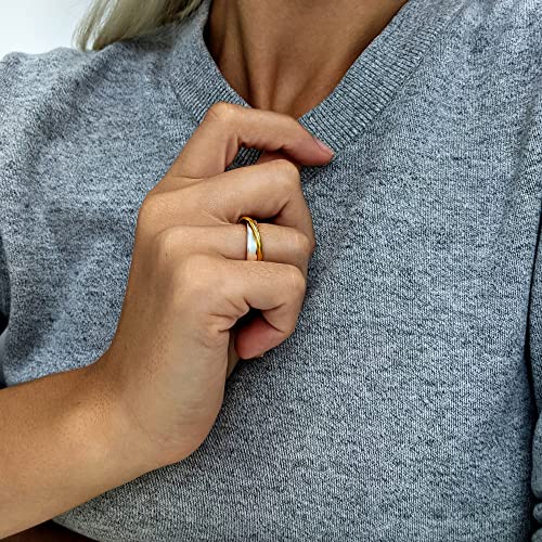 Silverly Women's Men's Yellow Gold Plated 925 Sterling Silver Double Band Ring #TOP2