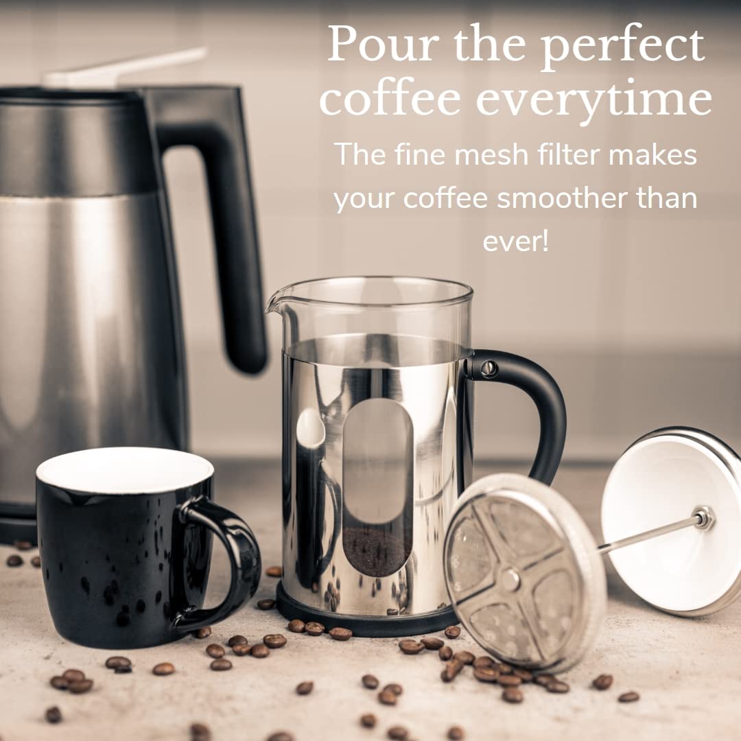 Café Olé Desire Cafetière, 350ml 1 Cup Stainless Steel French Press Coffee Maker, BVM-03S, Silver, 1 Cup (350ml) - Image 3