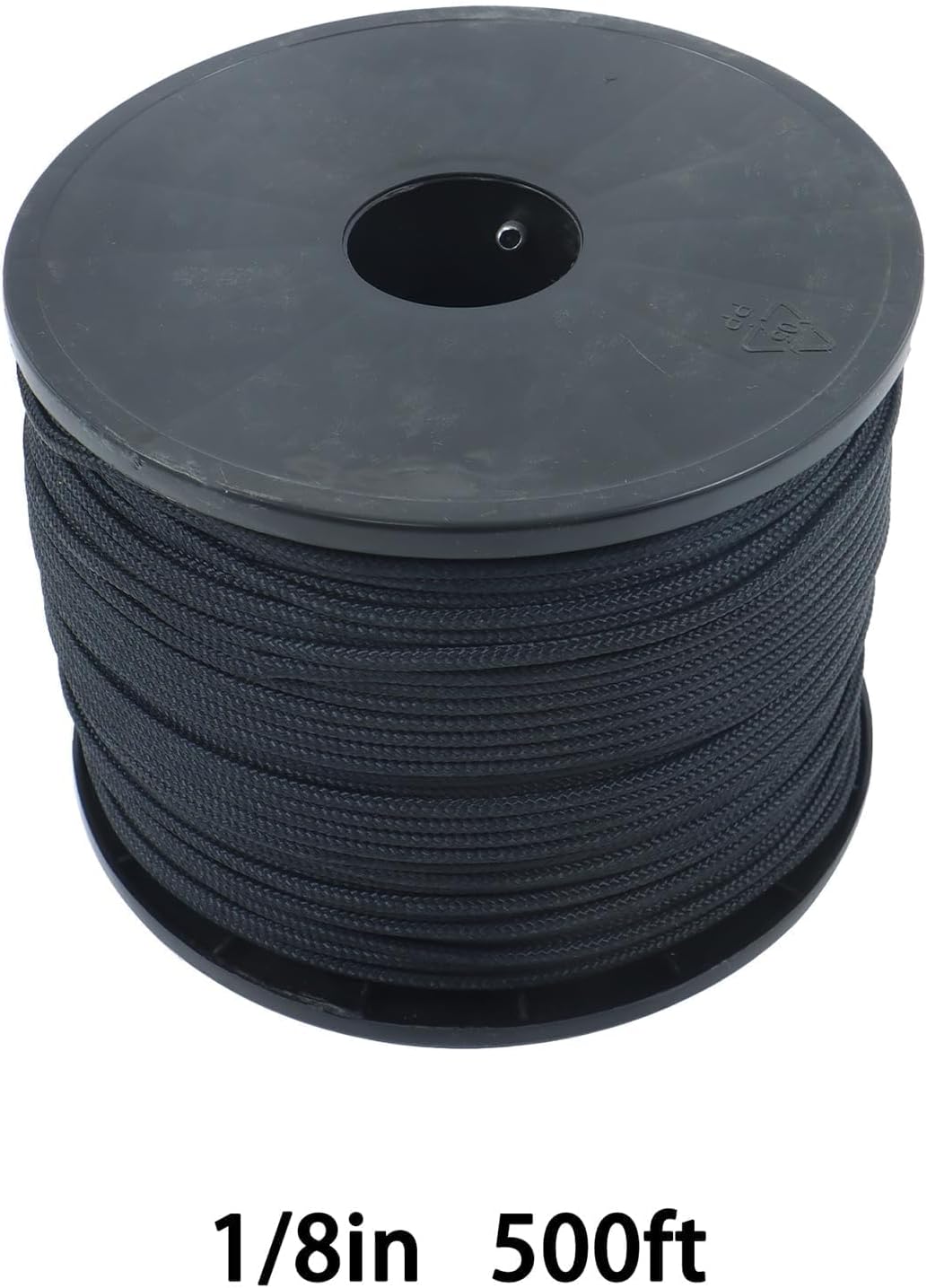 WFLNHB 1/8 Inch with Spool Black Dacron Polyester Rope 500ft Abrasion, Multipurpose Tightly Braided Rope, Clothes Line, Flag Line and Outdoor Twine, Suitable for Indoor and Outdoor Applications