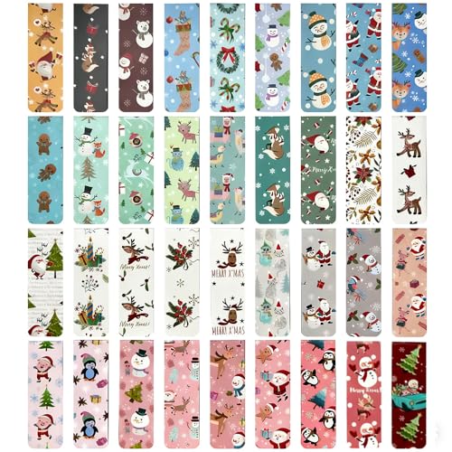HIQE-FL Segnalibri Magnetici,36 Pezzi Natale Segnalibri Magnetiche,Regali di Natale,Amici,Insegnanti,Amanti Della Lettur